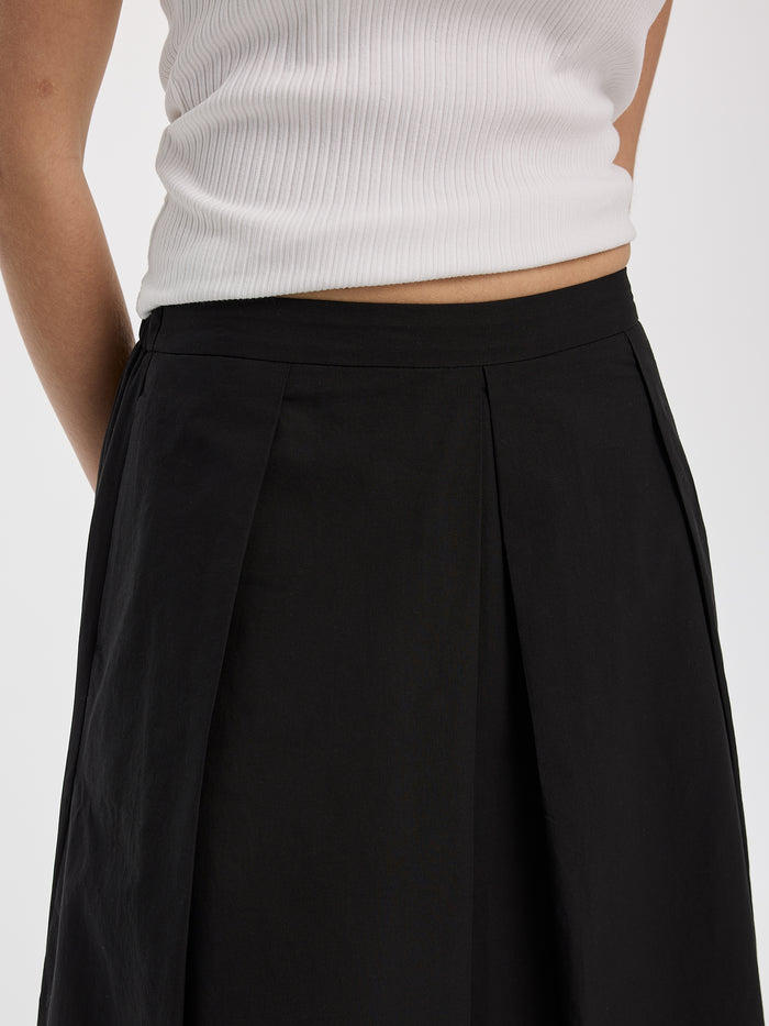 Pleated Midi Skirt with Embroidered Details