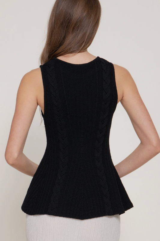 Polly Peplum Top - Black