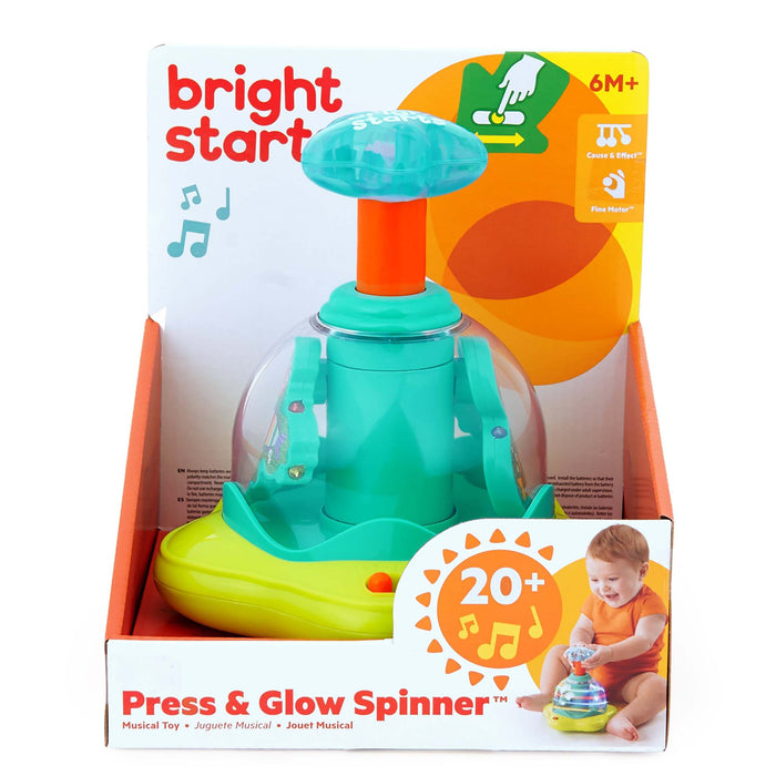 Bright Starts Press & Glow Spinner baby toy with spinning lights and melodies for infants 6 months and up