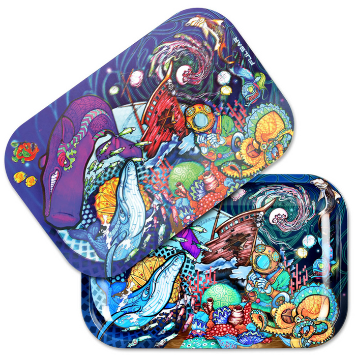 Pulsar Rolling Tray w/ 3D Lid - Psychedelic Ocean