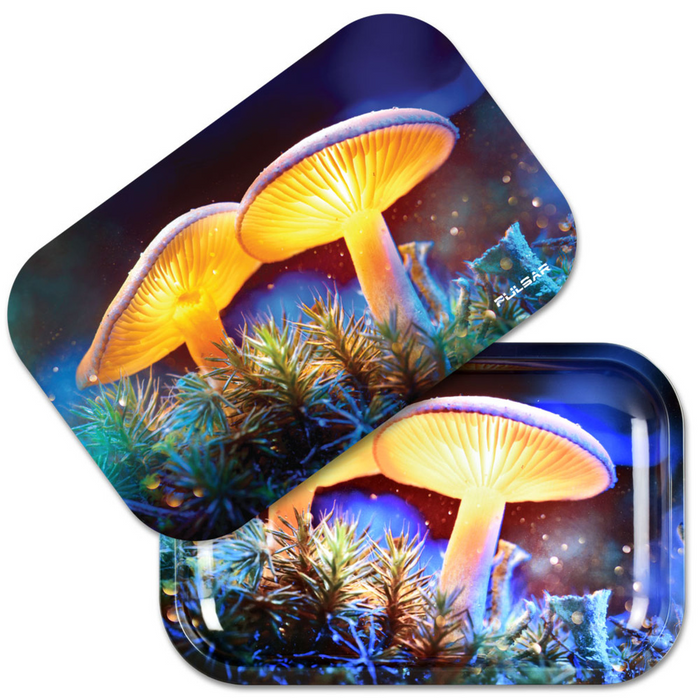Pulsar Rolling Tray w/ Lid - Mystical Mushrooms