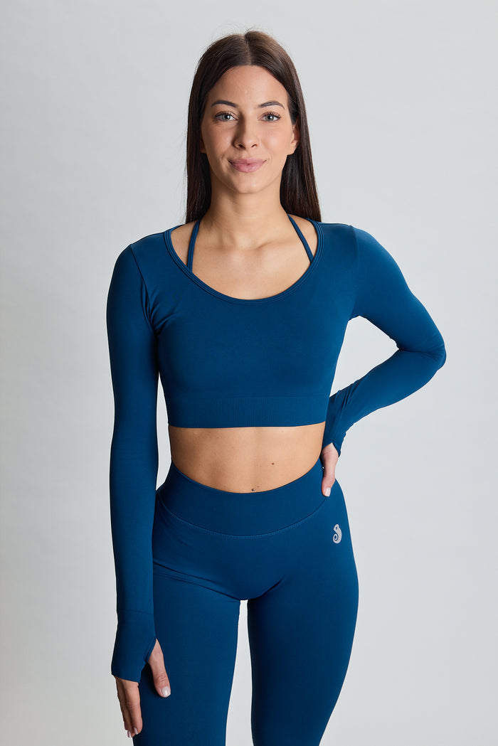 PUREFLEX CROP TOP PETROL GREEN