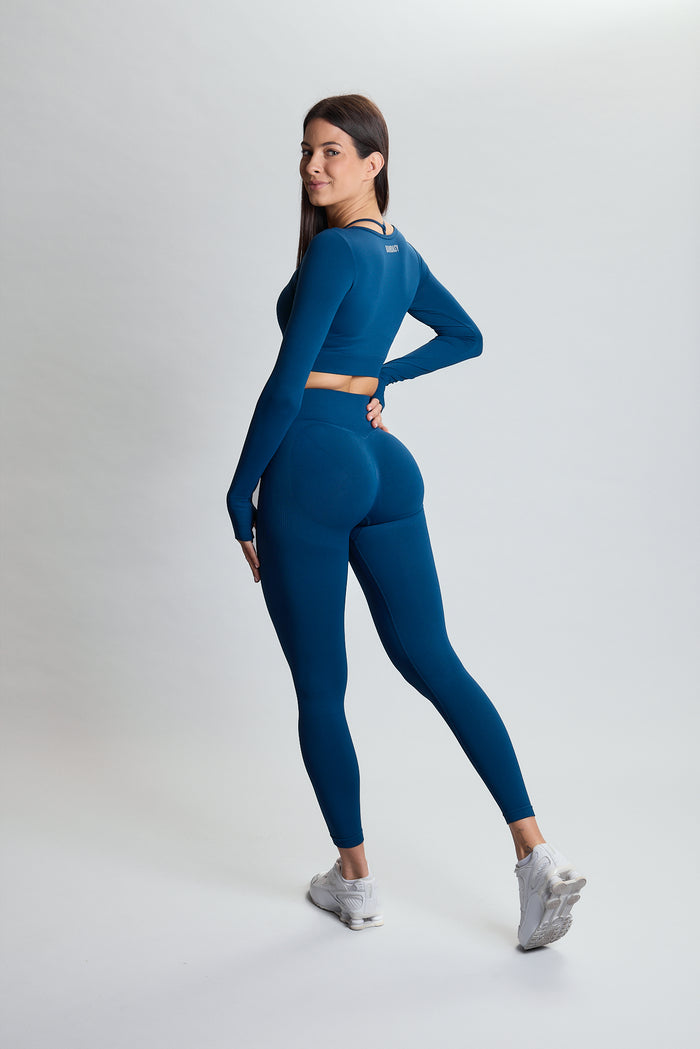 PUREFLEX CROP TOP PETROL GREEN