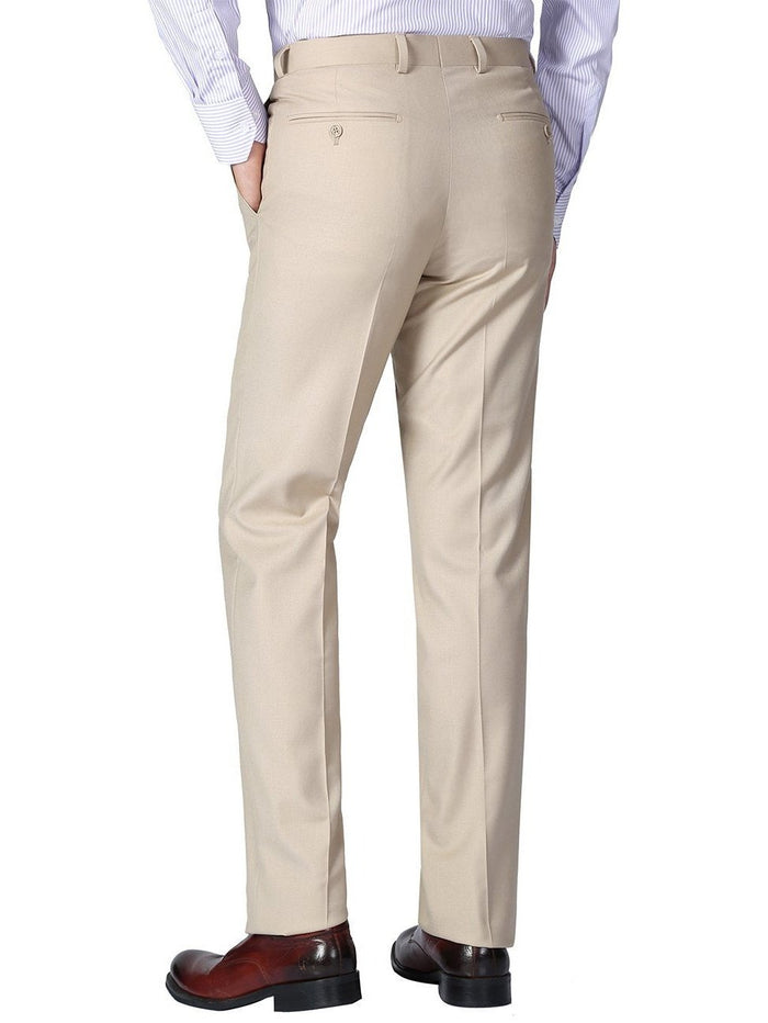 Raphael Mens Classic Fit Solid Tan Flat Front Dress Pants - The Suit Depot