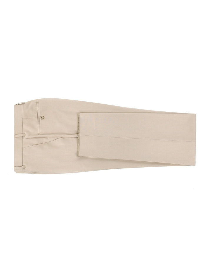 Raphael Mens Classic Fit Solid Tan Flat Front Dress Pants - The Suit Depot