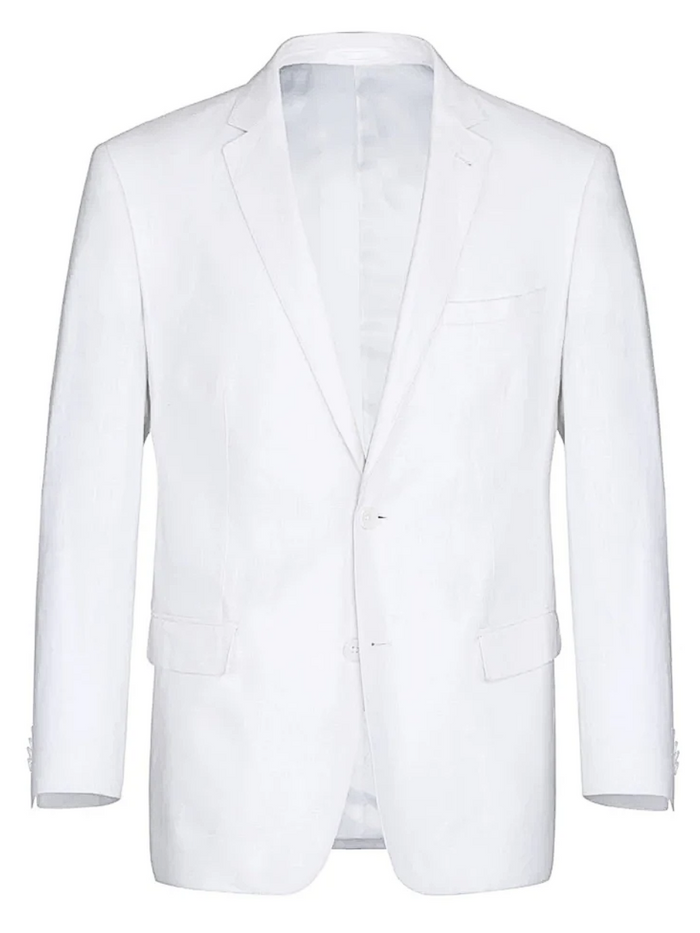 Raphael Mens Solid White Notch Lapel Classic Fit 100% Linen suit
