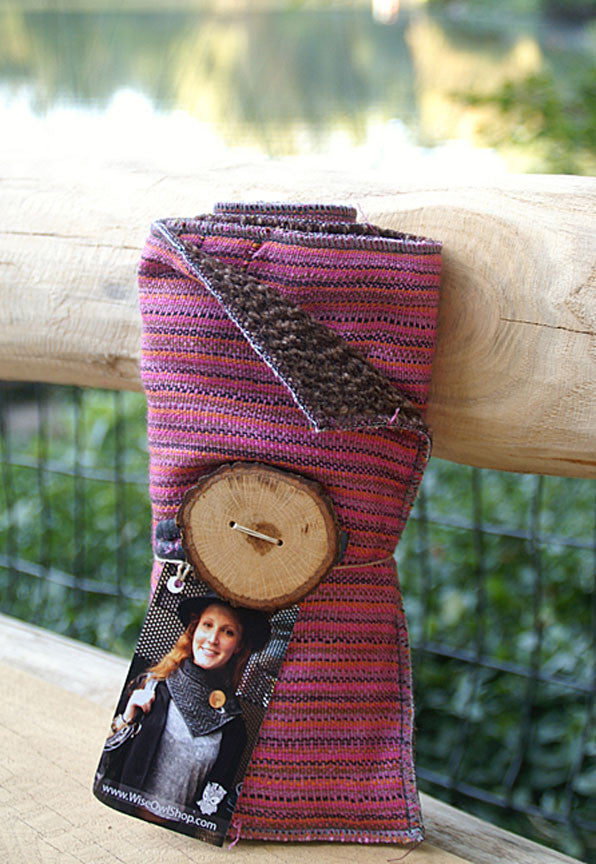 Raspberry Striped Upcycled Neckwarmer - One-of-a-Kind - 
 - 1