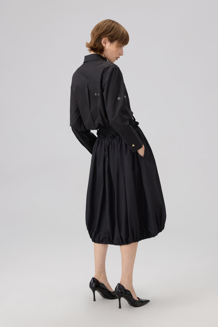 RE-NYLON MIDI-SKIRT