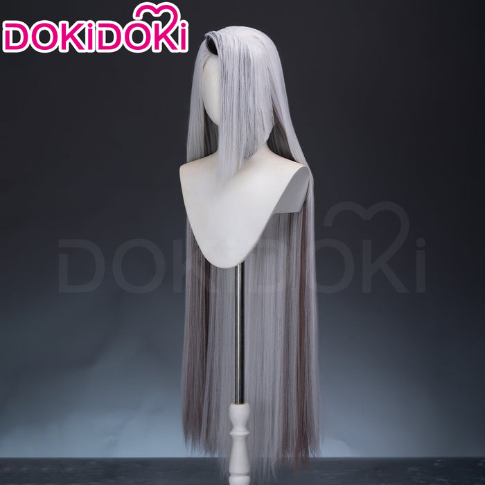 【Ready For Ship】DokiDoki Anime Hell Hotel Cosplay Wig Long / Ponytail Straight White Hair / Bow Headgear
