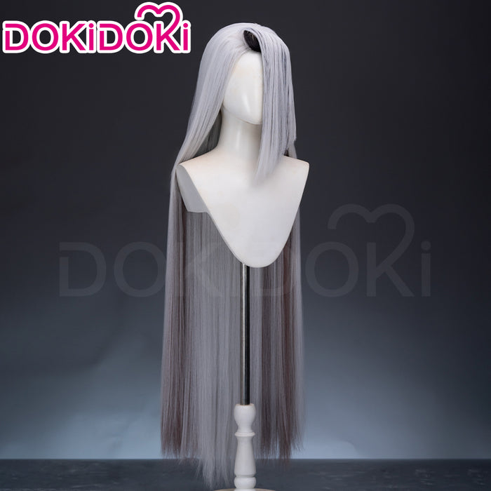 【Ready For Ship】DokiDoki Anime Hell Hotel Cosplay Wig Long / Ponytail Straight White Hair / Bow Headgear