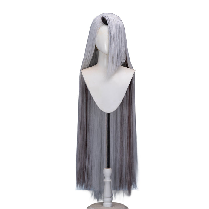 【Ready For Ship】DokiDoki Anime Hell Hotel Cosplay Wig Long / Ponytail Straight White Hair / Bow Headgear