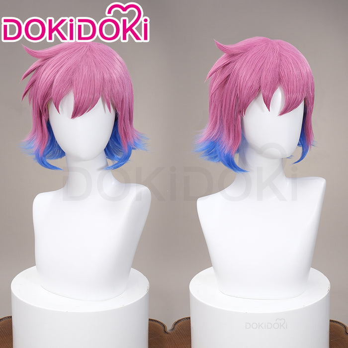 【Ready For Ship】DokiDoki Anime Scott Pilgrim Cosplay Ramona Flowers Wig Short Straight Pink / Blue Gradient Hair