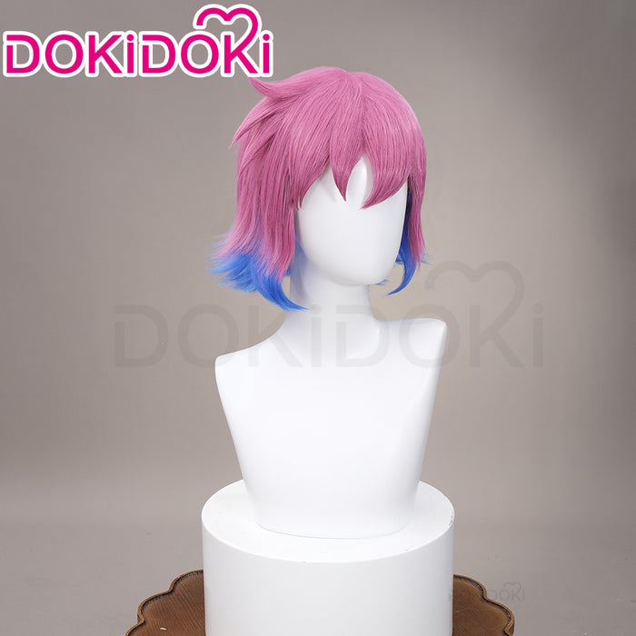 【Ready For Ship】DokiDoki Anime Scott Pilgrim Cosplay Ramona Flowers Wig Short Straight Pink / Blue Gradient Hair