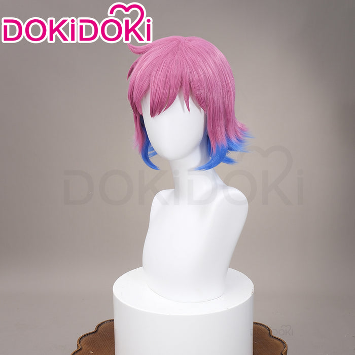 【Ready For Ship】DokiDoki Anime Scott Pilgrim Cosplay Ramona Flowers Wig Short Straight Pink / Blue Gradient Hair