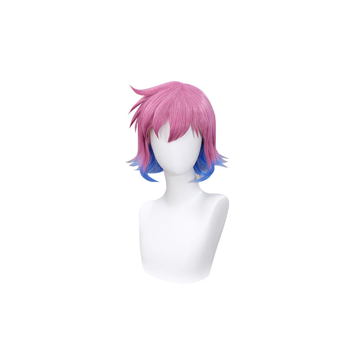 【Ready For Ship】DokiDoki Anime Scott Pilgrim Cosplay Ramona Flowers Wig Short Straight Pink / Blue Gradient Hair
