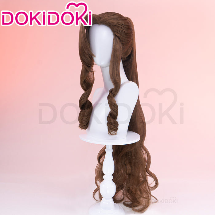 【Ready For Ship】DokiDoki Game Cosplay Aeriith Wig Brown Long Pony Tail Curly Hari Women