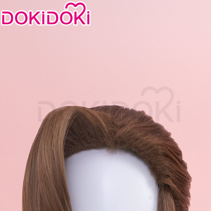 【Ready For Ship】DokiDoki Game Cosplay Aeriith Wig Brown Long Pony Tail Curly Hari Women