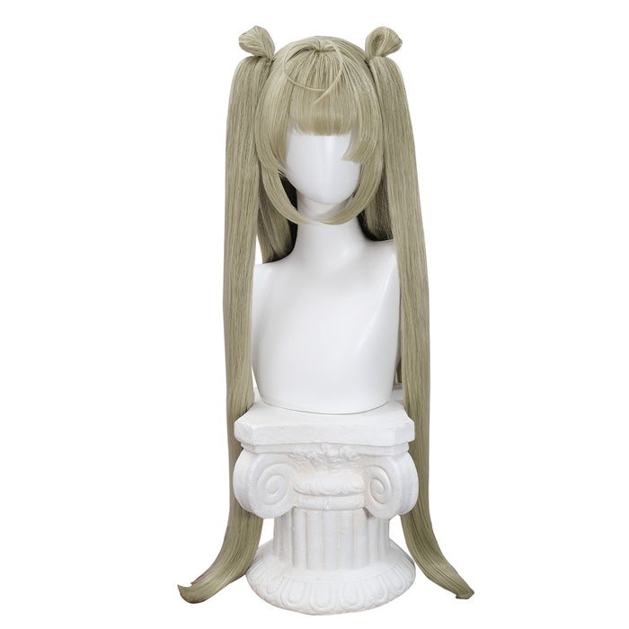【Ready For Ship】DokiDoki Game Cosplay Wig Long Straight Green Hair Twin Tails