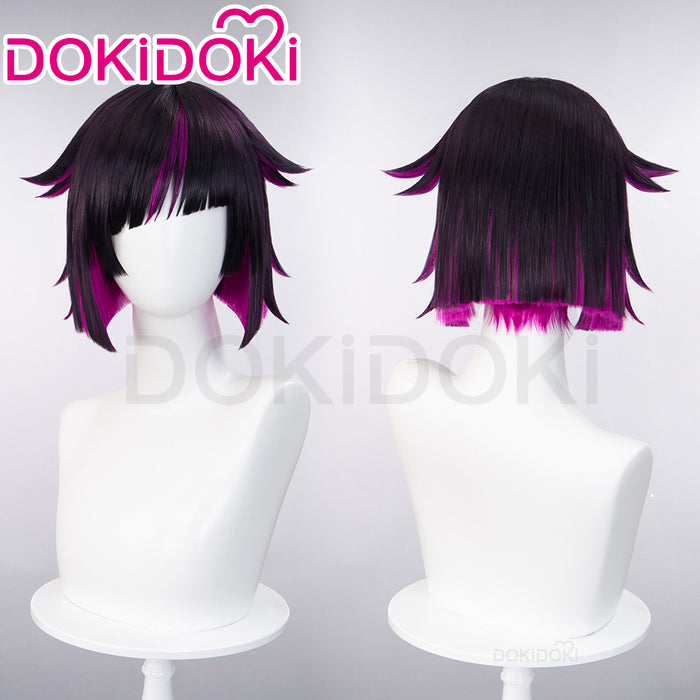 【Ready For Ship】DokiDoki Game Cosplay Wig Short Straight Black Pink Hair