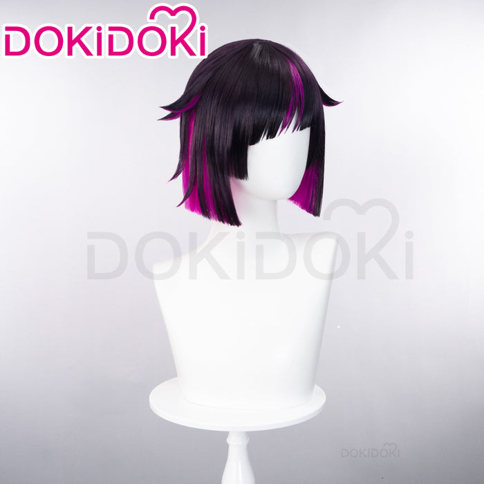 【Ready For Ship】DokiDoki Game Cosplay Wig Short Straight Black Pink Hair