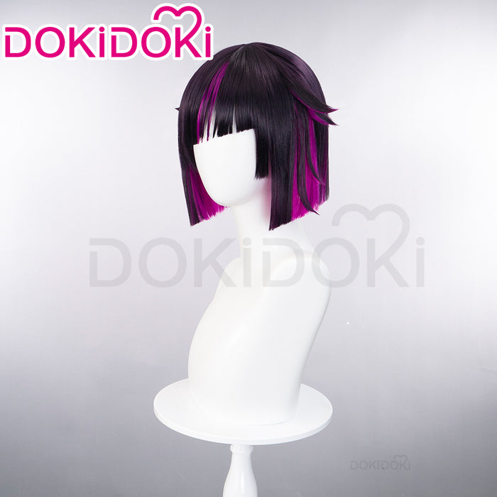 【Ready For Ship】DokiDoki Game Cosplay Wig Short Straight Black Pink Hair