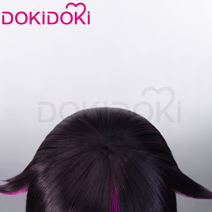【Ready For Ship】DokiDoki Game Cosplay Wig Short Straight Black Pink Hair
