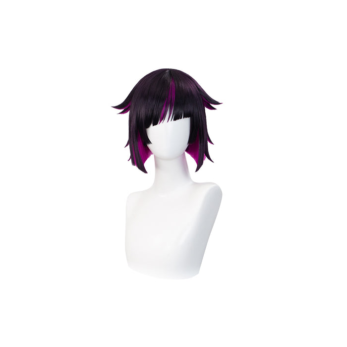 【Ready For Ship】DokiDoki Game Cosplay Wig Short Straight Black Pink Hair