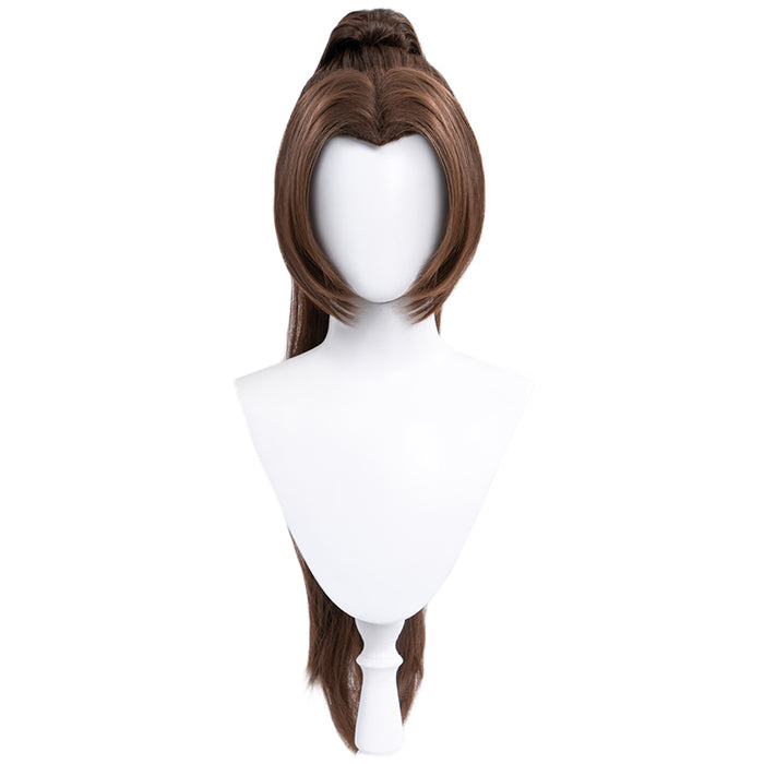 【Ready For Ship】DokiDoki Game Fighter Cosplay Wig Long Brown Straight Hair