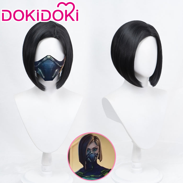 【Ready For Ship】DokiDoki Game Valorant Cosplay Viper Cosplay Wig Short Black Wig
