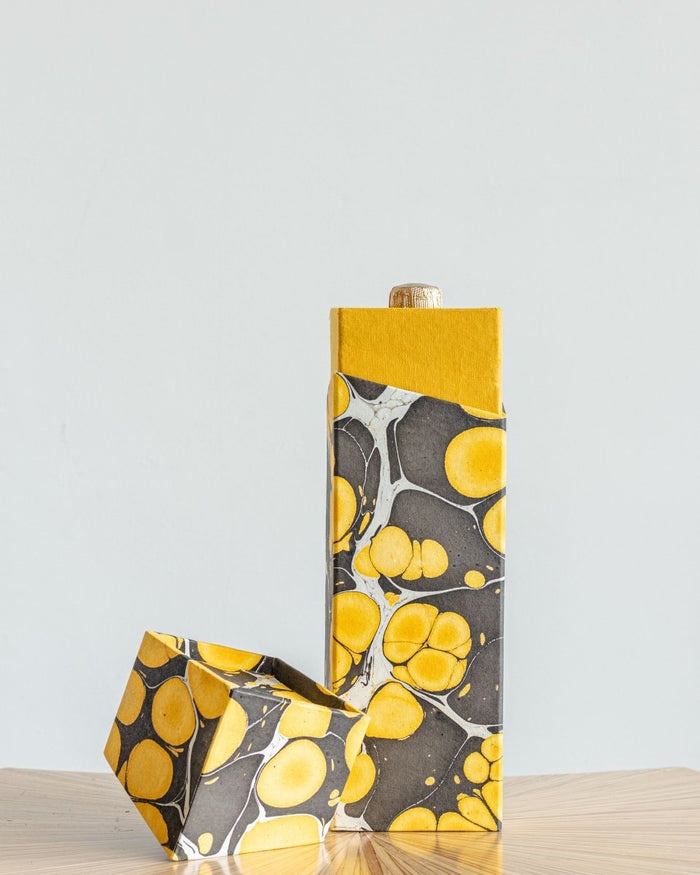 Tabletop Decor Rectangular Wine Box Yellow Black -