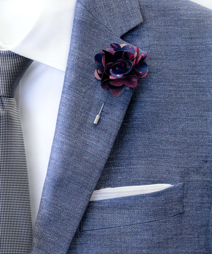 Red Twist Flower Lapel Pin