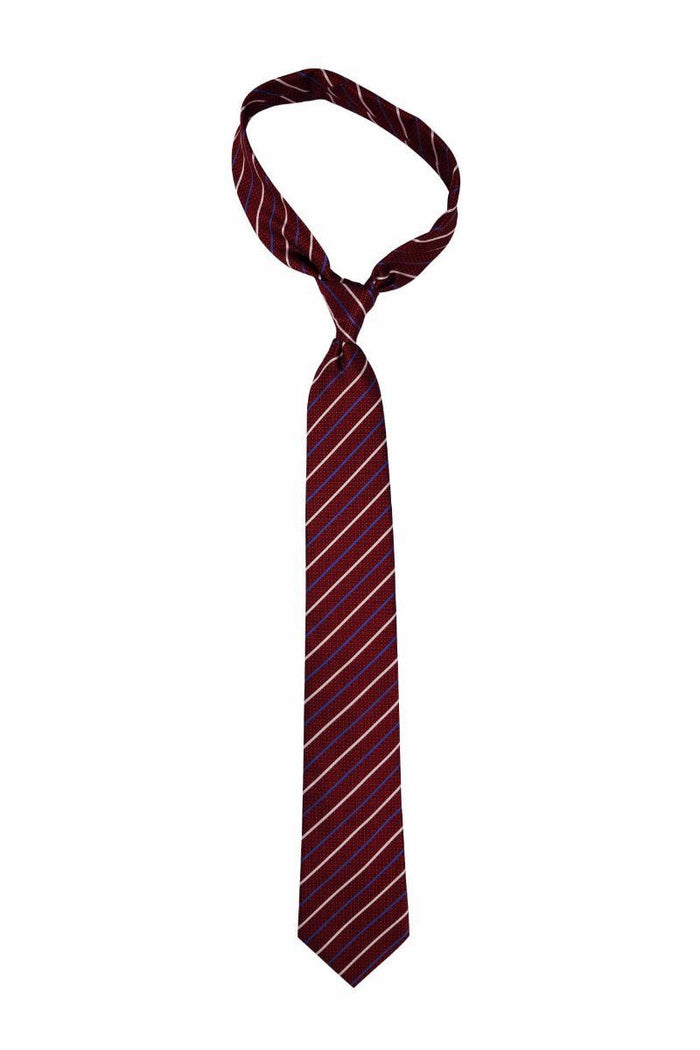 Red with Thin Blue White Stripes Pre-tied Tie, Tie, GoTie