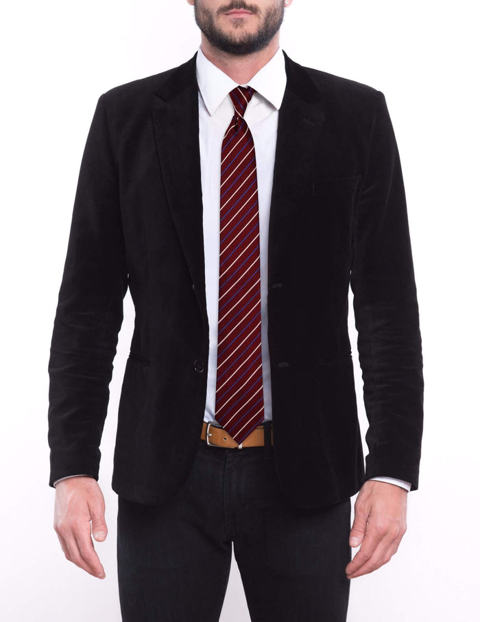 Red with Thin Blue White Stripes Pre-tied Tie, Tie, GoTie