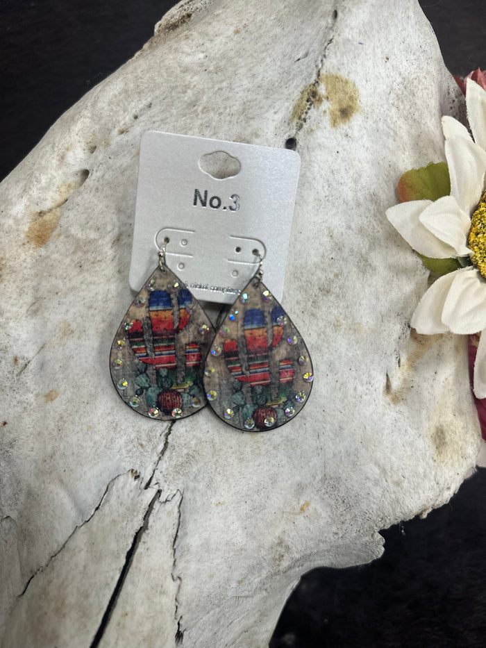 Rhinestone Western Teardrop Earrings