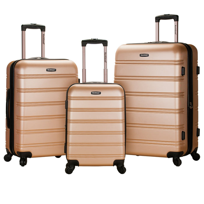 Rockland Melbourne 3-Piece Hardside 360-Degree Spinner Luggage Set - Champagne