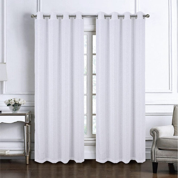 RT Designers Collection 100% Polyester 140 GSM Lava Jacquard Grommet Curtain Panel 54" x 84" White