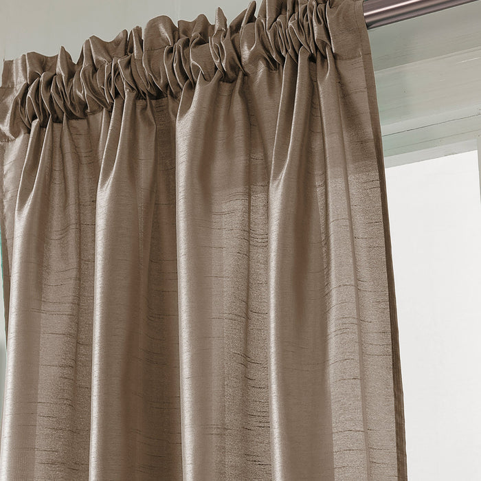 RT Designers Collection 100% Polyester 82 GSM Faux Silk Nikki Rod Pocket Curtain Panel Taupe