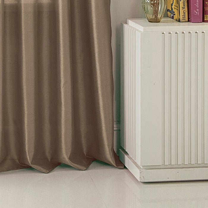 RT Designers Collection 100% Polyester 82 GSM Faux Silk Nikki Rod Pocket Curtain Panel Taupe