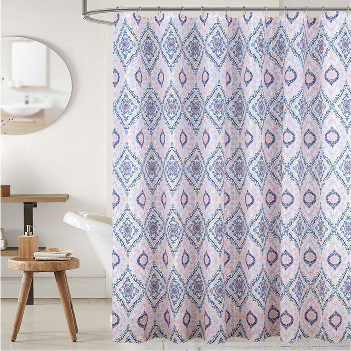RT Designers Collection 90 GSM Printed Peva Glit Jaxx Shower Curtain 70" x 72" Blush