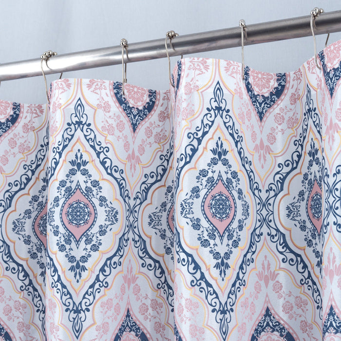 RT Designers Collection 90 GSM Printed Peva Glit Jaxx Shower Curtain 70" x 72" Blush