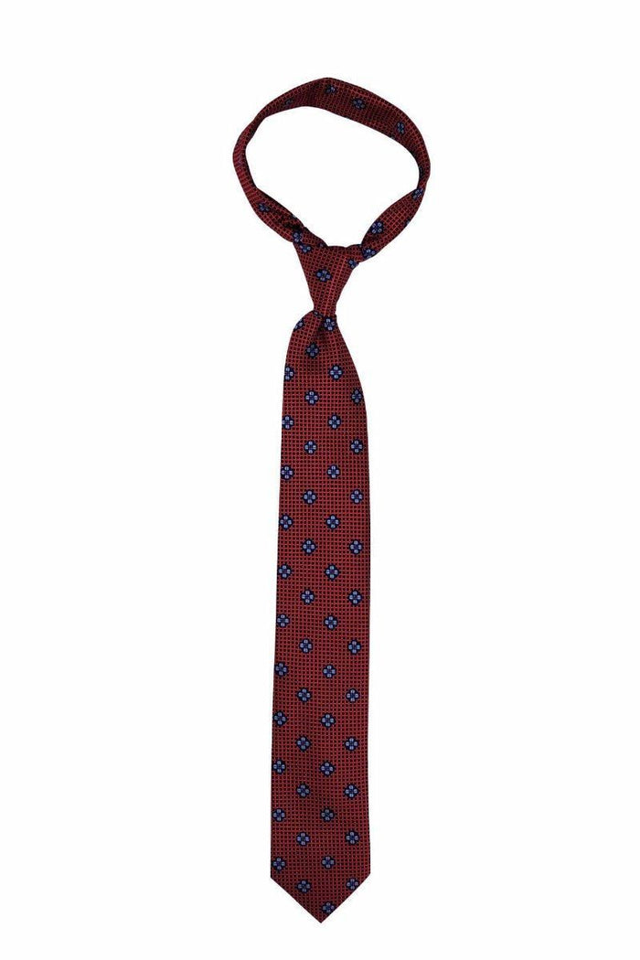 Ruby Red and Blue Checkered Geometric Pre-tied Tie, Tie, GoTie