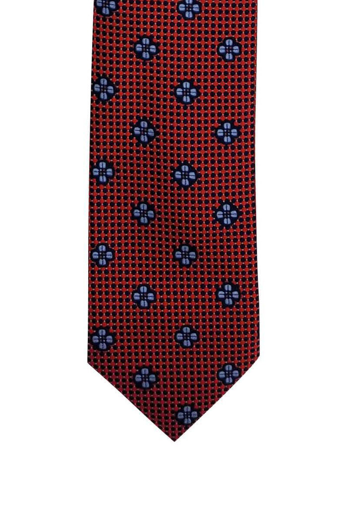 Ruby Red and Blue Checkered Geometric Pre-tied Tie, Tie, GoTie