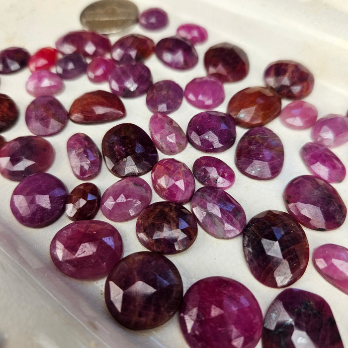 Ruby Rose Cut Cabochons