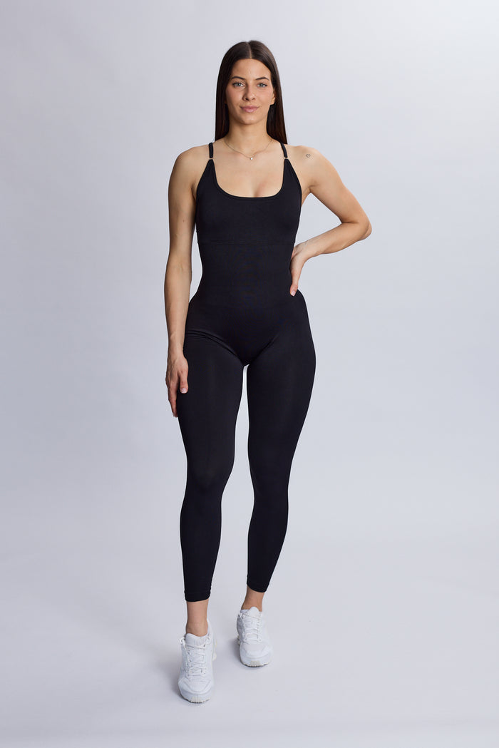SEAMLESS SCRUNCH ONESIE BLACK