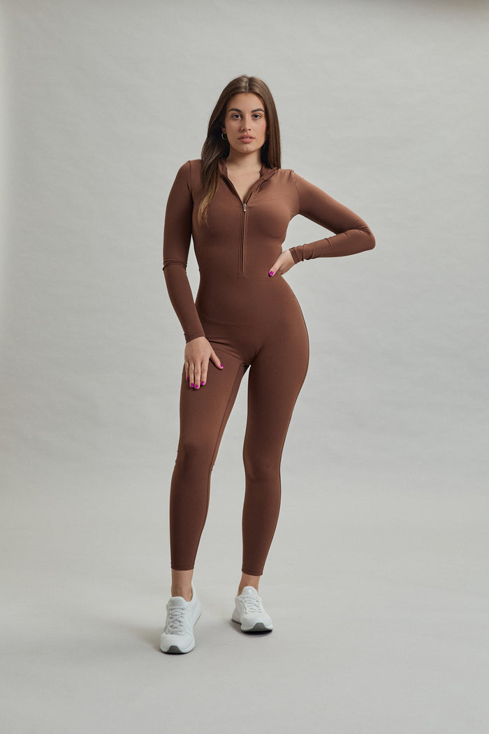 SECOND SKIN ONESIE LONG BROWN