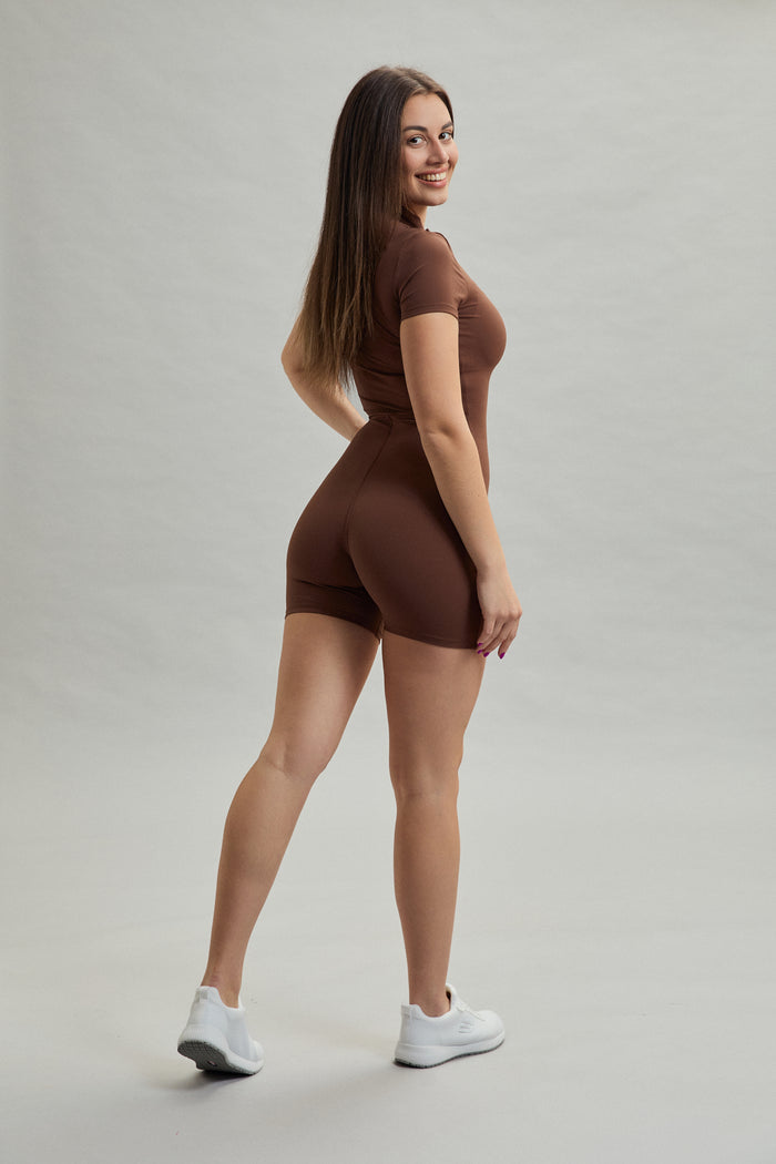 SECOND SKIN ONESIE SHORT BROWN