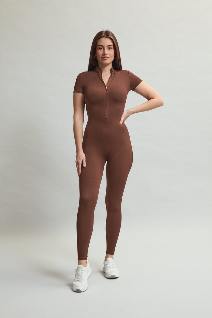 SECOND SKIN ONESIE SHORT SLEEVES BROWN