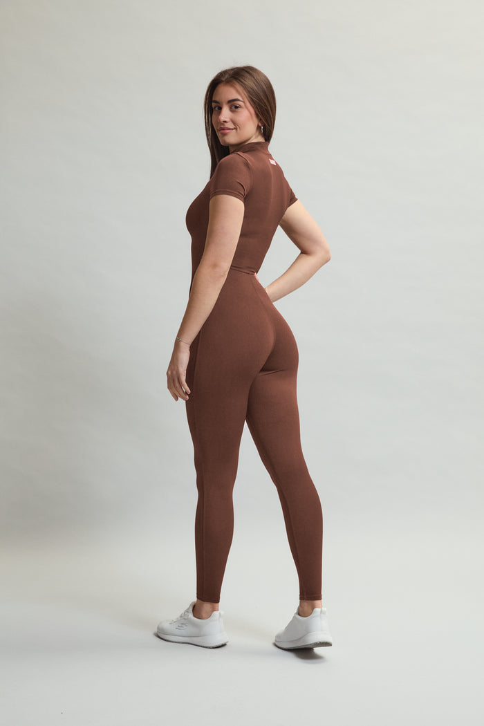 SECOND SKIN ONESIE SHORT SLEEVES BROWN