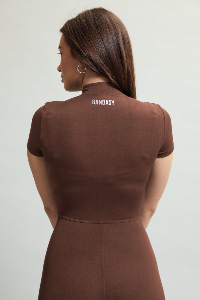 SECOND SKIN ONESIE SHORT SLEEVES BROWN