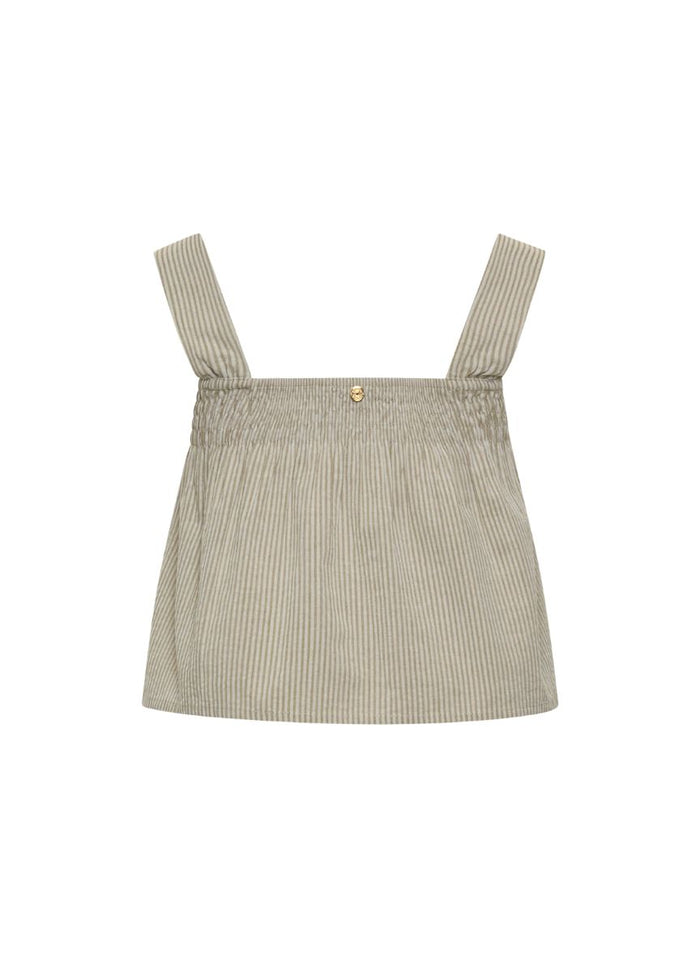 Tops Apoella Selini Smocked Top Striped Khaki Apoella